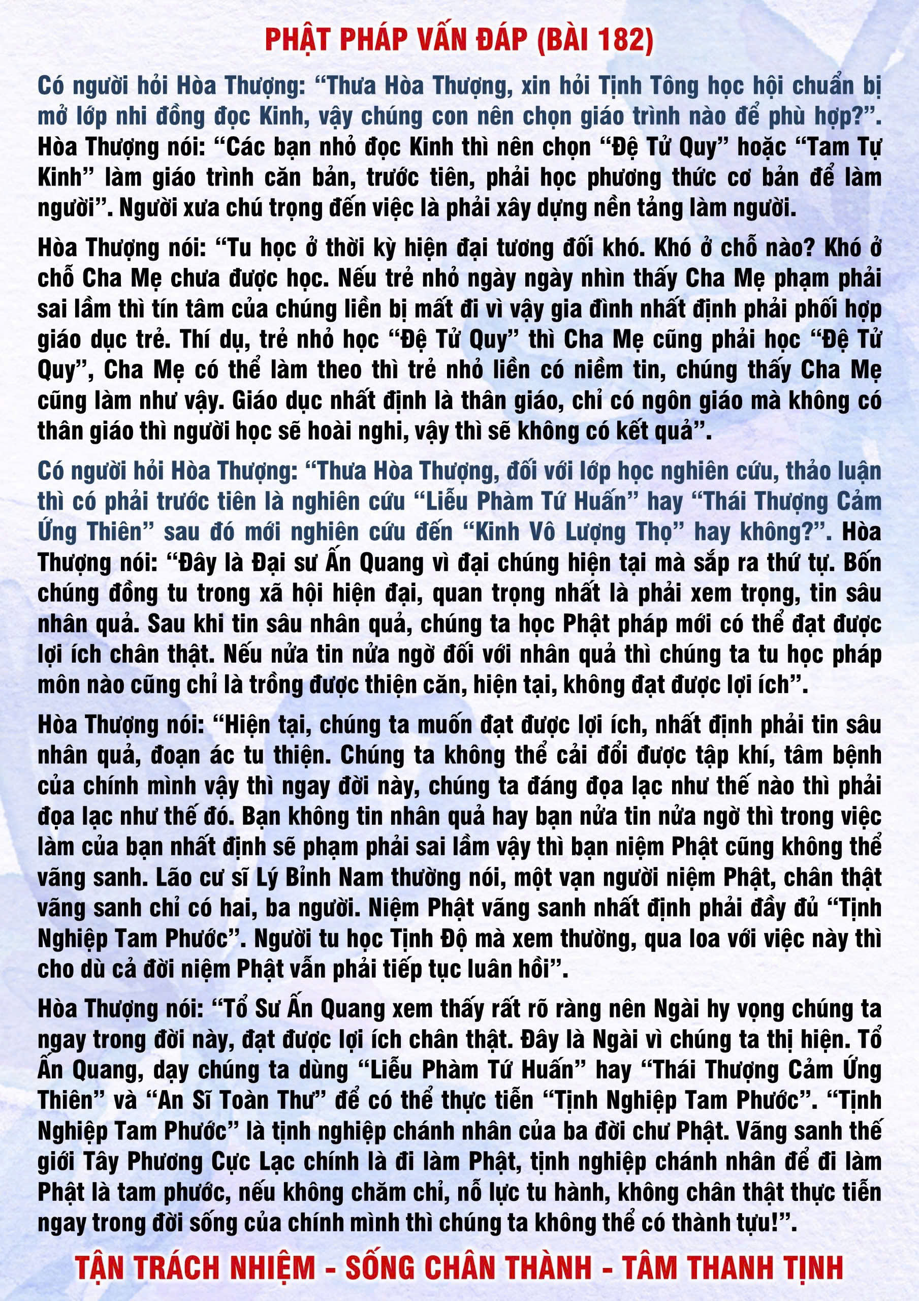 182 · Phật Pháp Vấn Đáp - 182